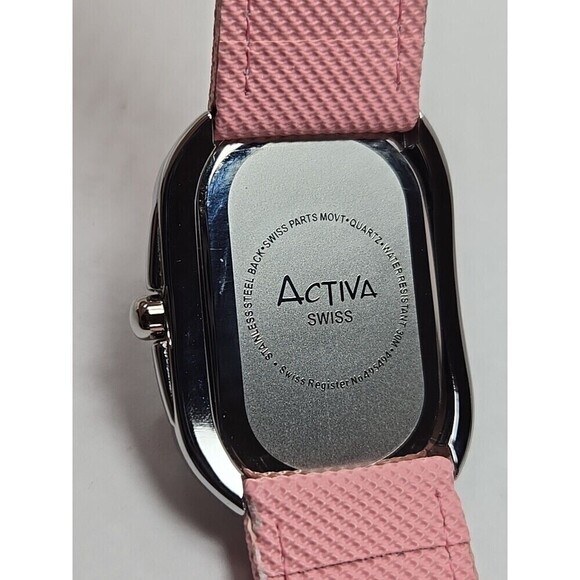 Activa Swiss Quartz Watch Oval 37mm Pink Strap 30M WR New Battery Womens Classic